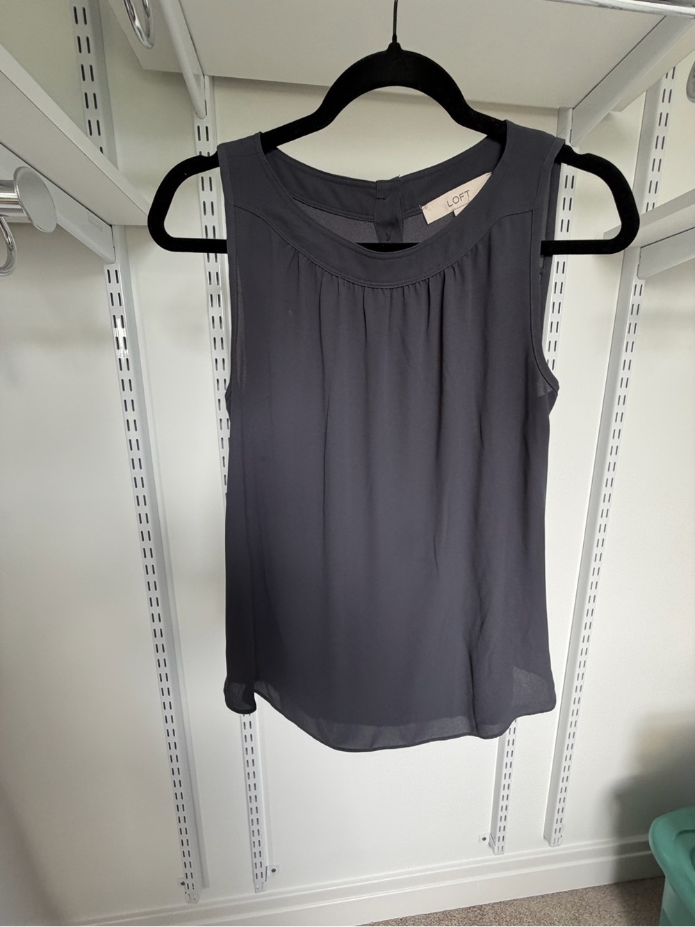 LOFT Sleeveless Pleated Neck Camisole - Charcoal